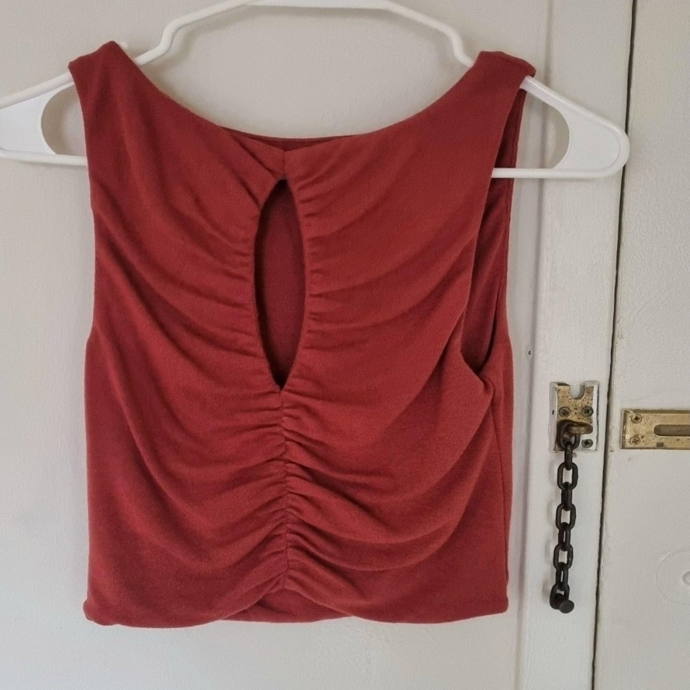Tuchuzy Red Ruched Cut Out Tank Top